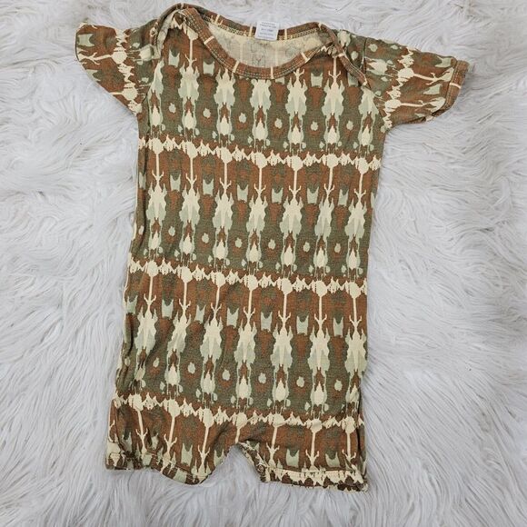Kate Quinn Aztec Print Brown Green Tan 12-18 Months Baby Romper Bamboo - Picture 1 of 5